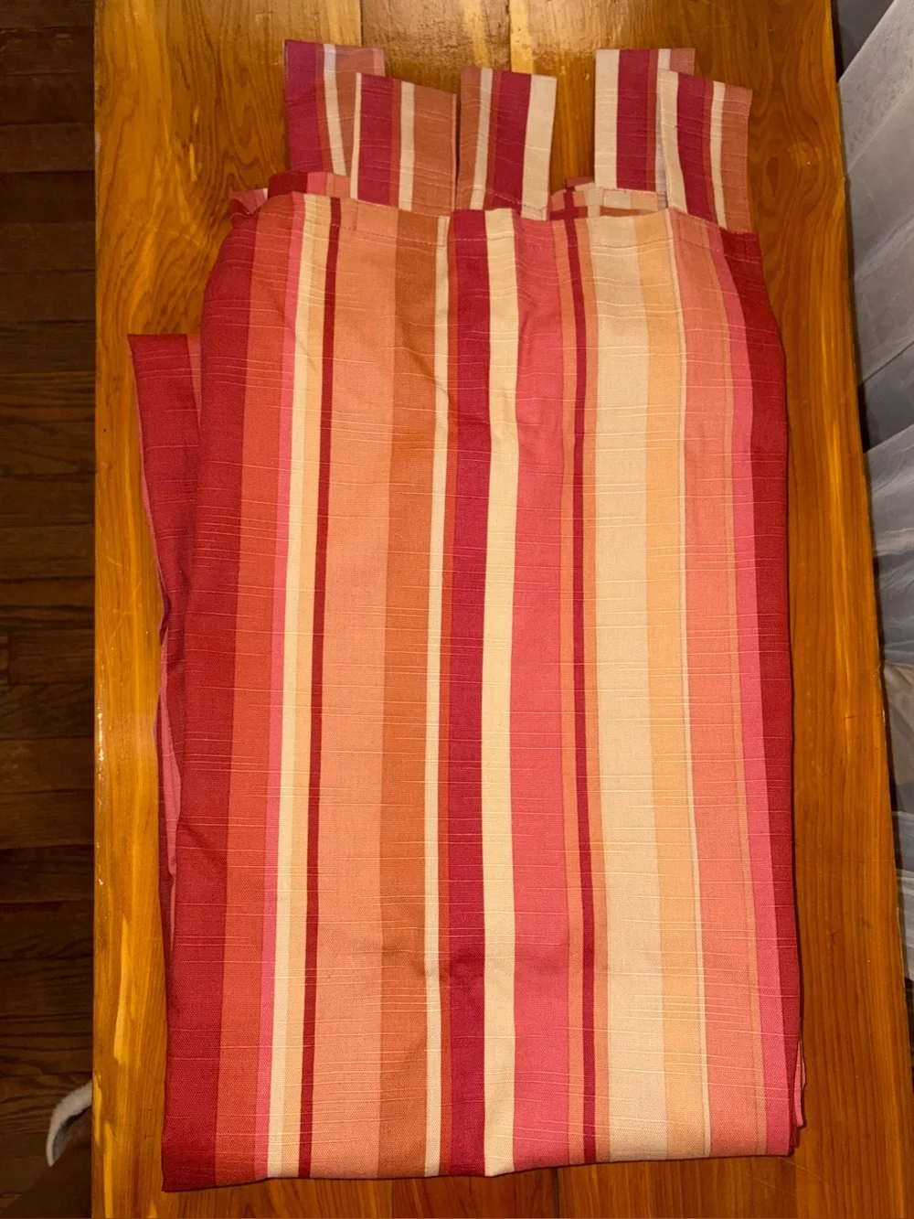 Vintage Pier 1 Imports neutral horizontal striped drapes set 2  54 x 84